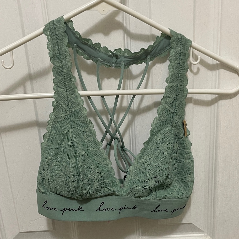 PINK Victoria's Secret Strappy Lace Bralette - Sage